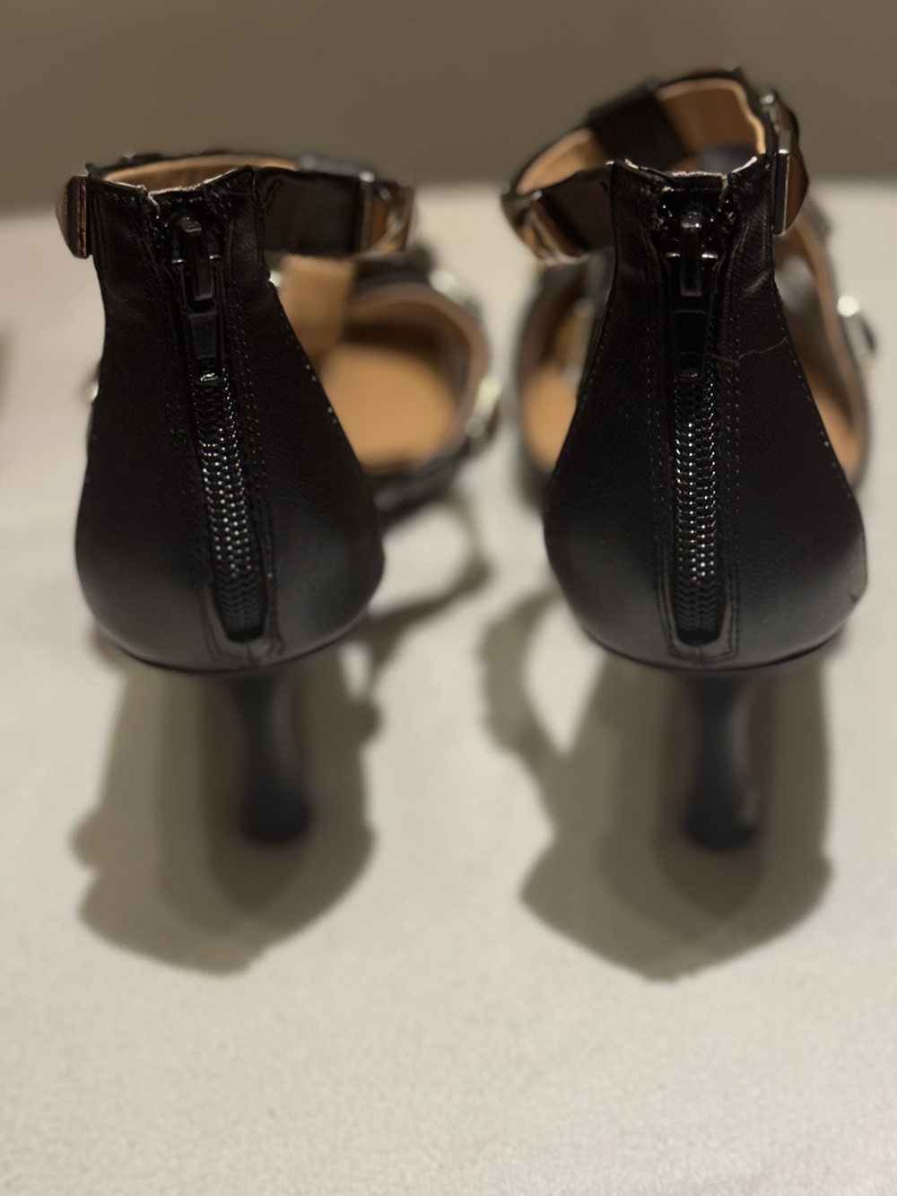 INC International Concepts Black Pointed-Toe Strappy Heels with Gold Studs - Picture 3 of 8